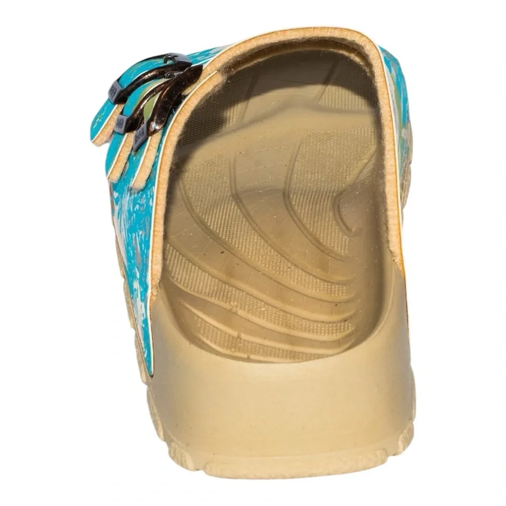 Birkenstock/ Birkis Kids/Boys Tan/Blue Sansibar Slides/Skip On Sandals | NEW/NWT